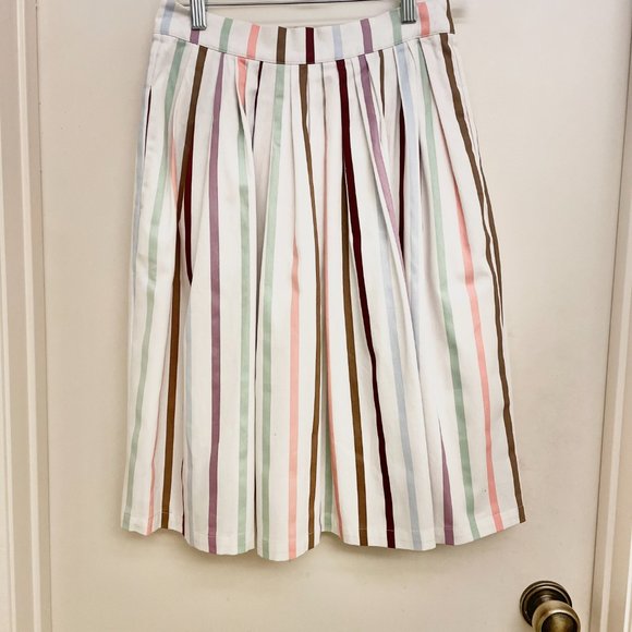 [NWOT] MODCLOTH Aspiration Creation Striped A-line Midi Skirt 100% Cotton - Picture 5 of 11